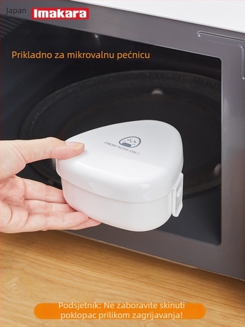 Trokutasti kalup za rižine kuglice, sigurni za hranu, otporan na visoke temperature, za dječje kutije za ručak, s poklopcem