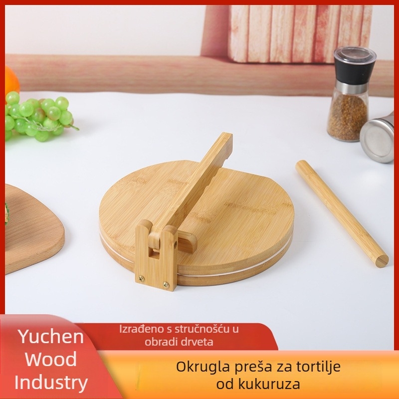 Kreativna kružna drvena presa za tortilu s bambusovim kalupom za tijesto