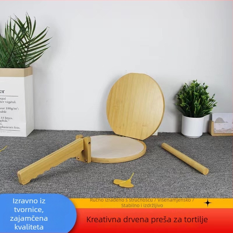 Kreativna kružna drvena presa za tortilu s bambusovim kalupom za tijesto