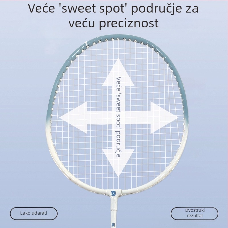 Bokai badminton reket od legure željeza – ultra lagan, izdržljiv, set od 2 komada za odrasle treniranje