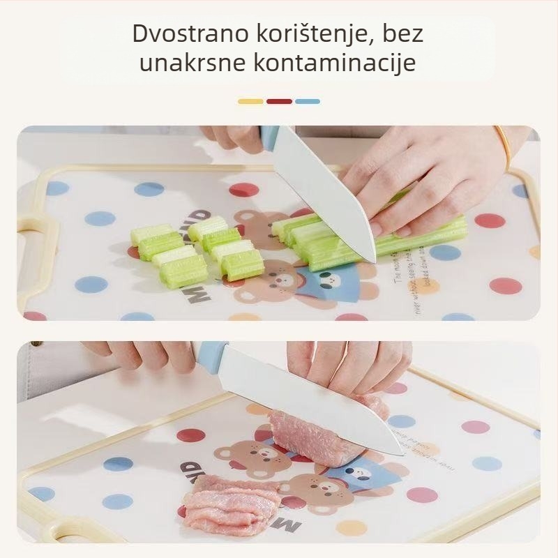 Dvostrana daska za rezanje s motivom medvjedića, za voće i povrće, debela, protuklizna, kućna upotreba