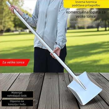 Nehrđajući čelik, debela četvrtasta glava spatule za kantine i školske kuhinje, velika duga kuhinjska spatula s okruglom glavom