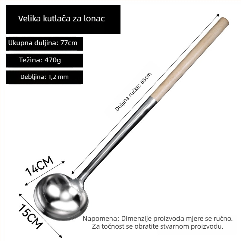 Nehrđajući čelik, debela četvrtasta glava spatule za kantine i školske kuhinje, velika duga kuhinjska spatula s okruglom glavom