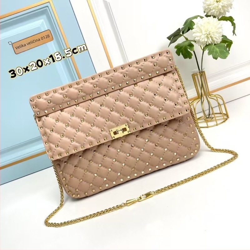 Ženska kožna torbica s dijamantnim uzorkom i zakovicama, velika kvadratna torba s lancem, za ramenu ili crossbody
