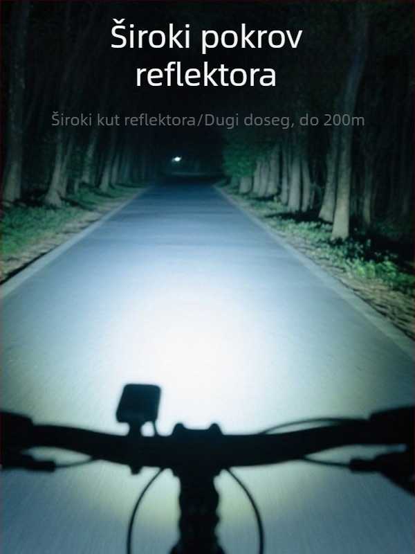 Stalna prednja svjetiljka za bicikl za noćnu vožnju, ultra jaka LED svjetiljka sa solarnim punjenjem, za planinske i cestovne bicikle