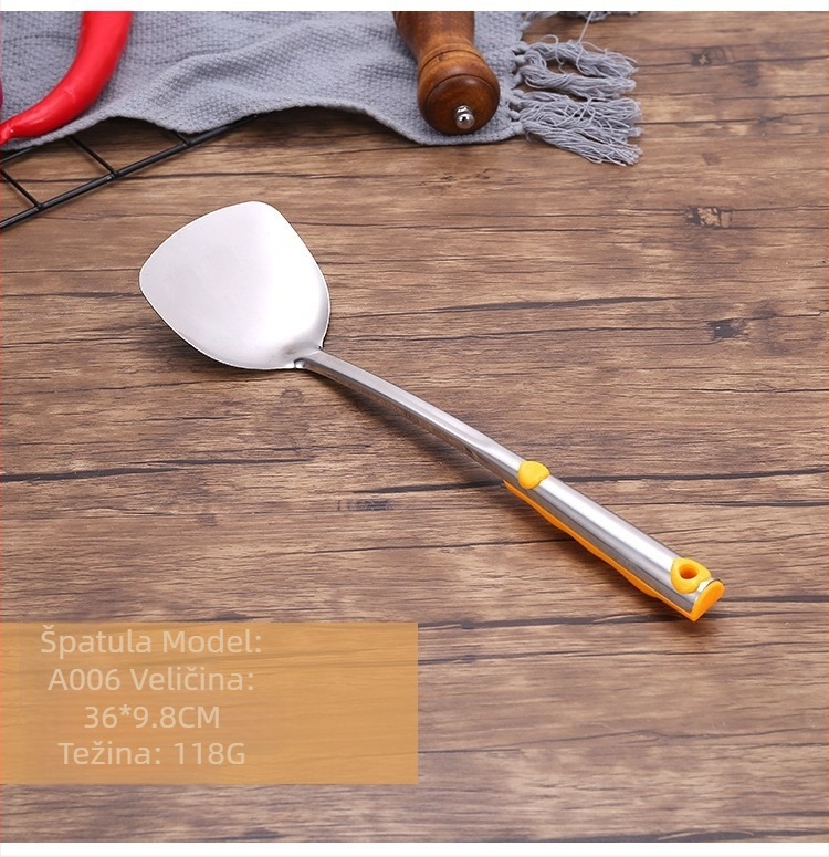 Set kuhinjskih alata od nehrđajućeg čelika: spatula i cedilo