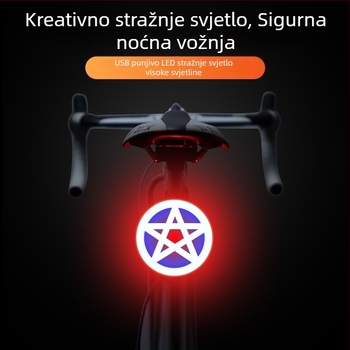 USB napajano stražnje svjetlo za MTB i cestovne bicikle, više načina, svjetlo u obliku srca s treperavim režimom za noćnu vožnju