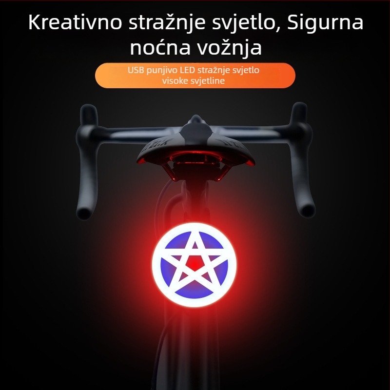 USB napajano stražnje svjetlo za MTB i cestovne bicikle, više načina, svjetlo u obliku srca s treperavim režimom za noćnu vožnju