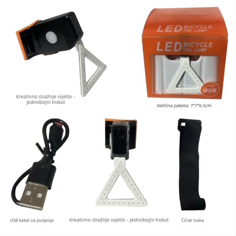 USB napajano stražnje svjetlo za MTB i cestovne bicikle, više načina, svjetlo u obliku srca s treperavim režimom za noćnu vožnju