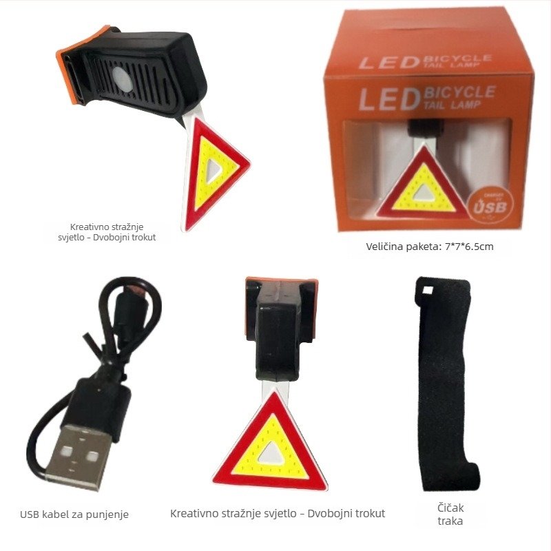 USB napajano stražnje svjetlo za MTB i cestovne bicikle, više načina, svjetlo u obliku srca s treperavim režimom za noćnu vožnju