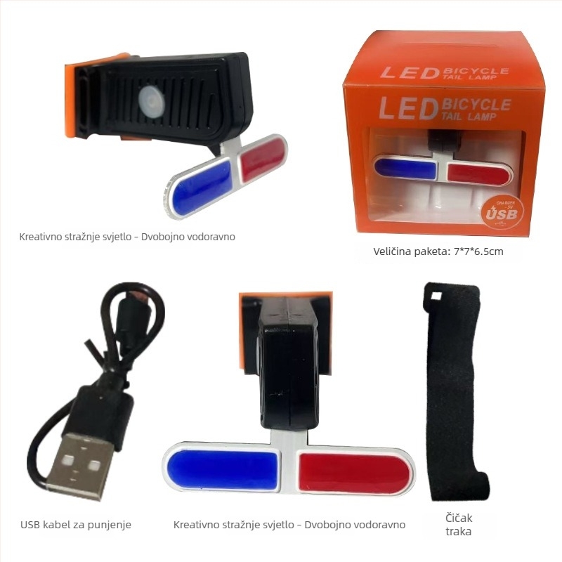 USB napajano stražnje svjetlo za MTB i cestovne bicikle, više načina, svjetlo u obliku srca s treperavim režimom za noćnu vožnju