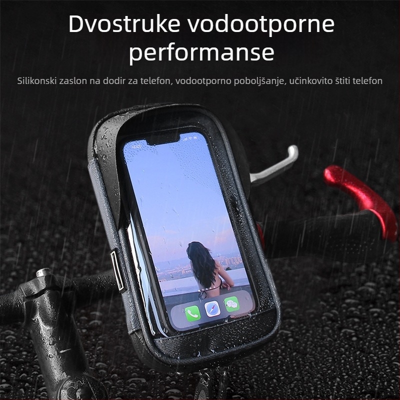 Vodootporna torbica za telefon za bicikl, pogodna za planinski bicikl, motocikl i električni bicikl, s ogledalom retrovizor, kapacitet 1 L