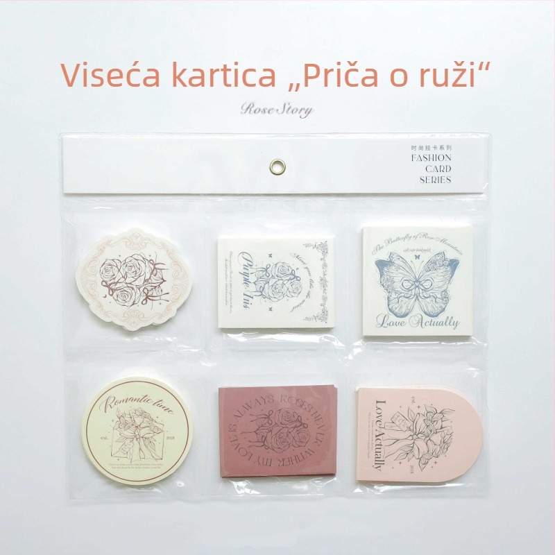 Kartica s umjetničkom atmosferom, viseća kartica s pričom o francuskoj ruži, ukrasna kartica za buket cvijeća, DIY darovna kartica
