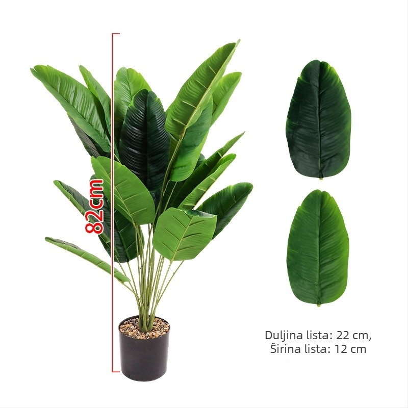 Umjetna tropska biljka: bananovac putnik i ptica raja – unutarnji bonsai, veliki, za podlogu