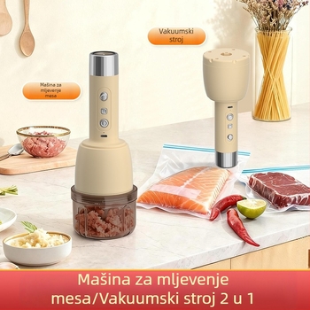 Kućni 2-u-1 mlin za meso s vakuum funkcijom i električni blender za mljeveno meso, češnjak i ljutu papriku