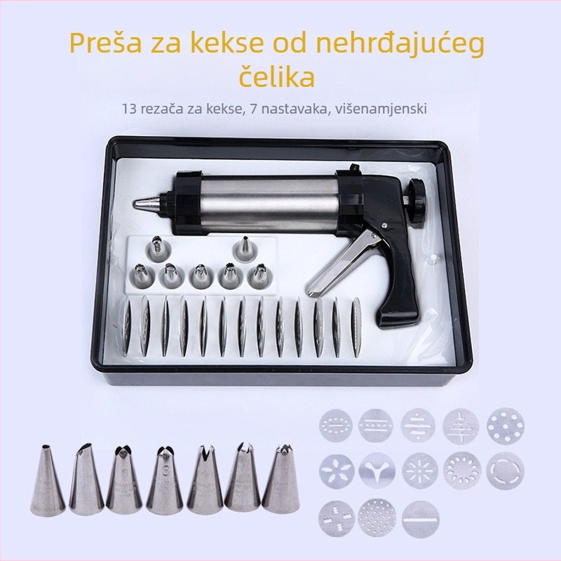 Set za ukrašavanje kolača – pištolj za kremu od ABS-a, nastavci za ukrase, u kutiji za poklon.