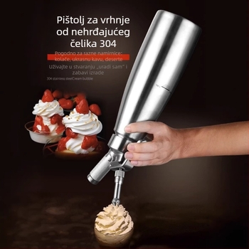 Pistolj za kremu od 304 nehrđajućeg čelika, visokog sjaja, univerzalni pjenjač za kremu za ukrašavanje kave sa snježnom kapom
