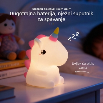 Silikonska noćna lampica s jednorogom, punjiva, dodirno upravljanje, topla ambijentalna svjetlost za spavaću sobu