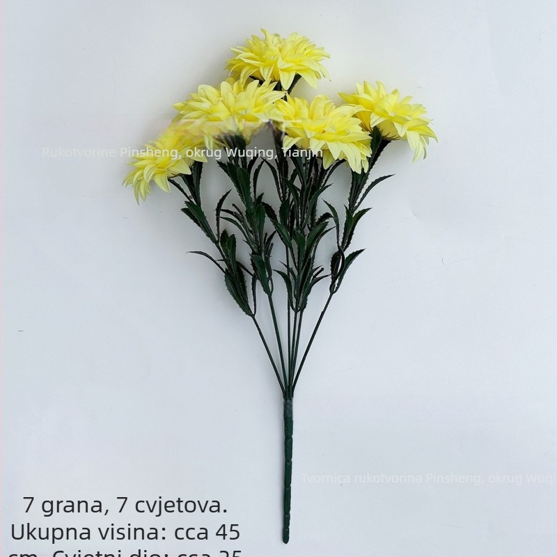 Umjetni buket s 7 glavama dalije i krizanteme za kućnu dekoraciju, vjenčanja i rekvizite za fotografiju
