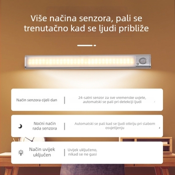 Ormar svjetiljka s tri boje, senzor pokreta, USB punjenje, bežično, svjetiljka za vino u ormariću