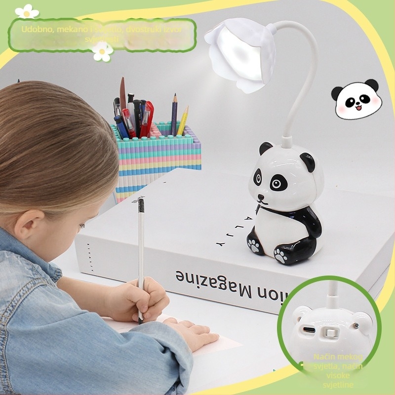 Panda stolna lampa s oštračem za olovke, USB punjiva LED sklopiva noćna svjetiljka