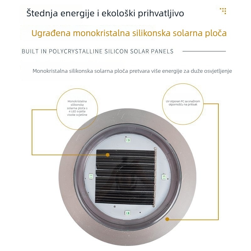 LED solarna ugrađena lampa za vanjsko osvjetljenje – bazen, travnjak i trg, dekorativno pejzažno osvjetljenje, IP68