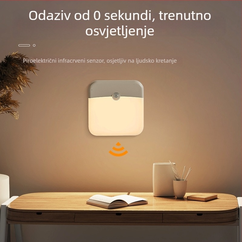Kvadratno LED noćno svjetlo s magnetskim senzorom, za garderobu/ormar, regulacija jačine i promjena boje