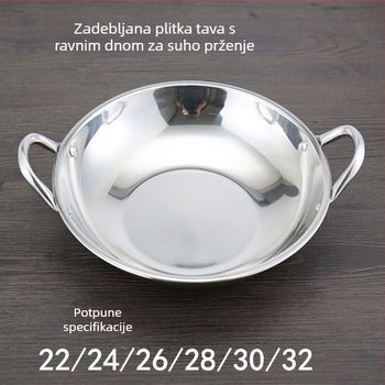 Izdržljiv lonac od nehrđajućeg čelika s plitkim dnom, namijenjen komercijalnoj uporabi u baru; mali lonac za hot pot, suhi lonac i alkoholni plamenik s ravnim dnom.