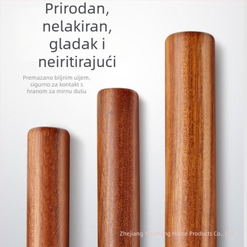 Prirodni klasični drveni valjak za tijesto od ebanovog drveta, bez lakiranja, masivno drvo, za kućno pečenje