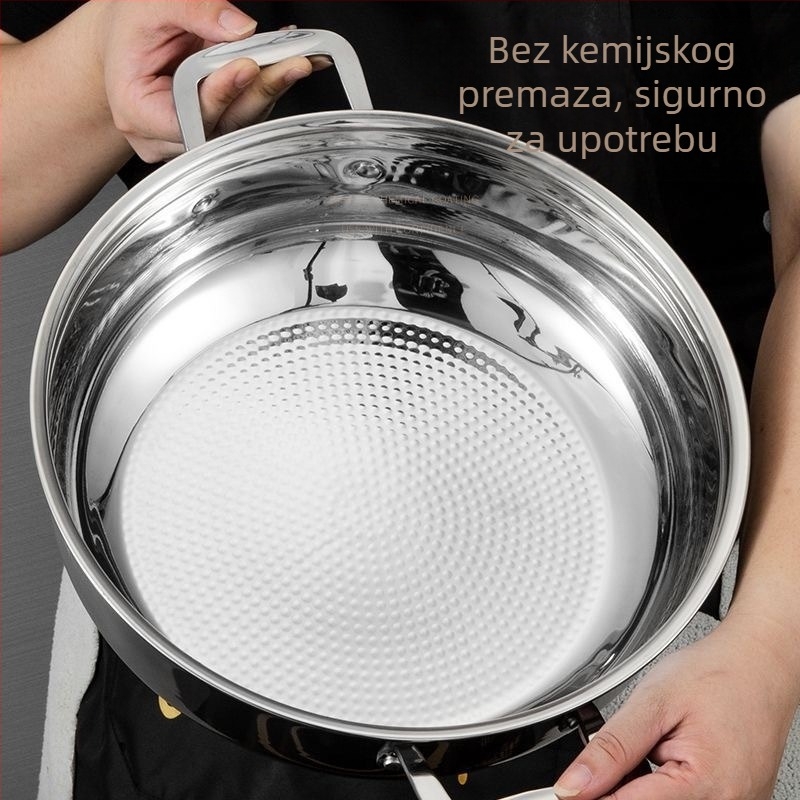Lonac od nehrđajućeg čelika s poklopcem, protivljepljiv, indukcijska kompatibilnost, višeslojno dno s uzorkom ljuskica ribe, za supe i hot pot, kućna i komercijalna uporaba