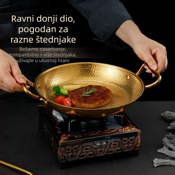 Korejski stil, nehrđajući čelik s udubljenom teksturom, suha posuda za kuhanje morske plodove, alkoholni štednjak, vojničkog stila vruća posuda, posuda s dvjema ručkama, ramen posuda sa snježnim uzorkom