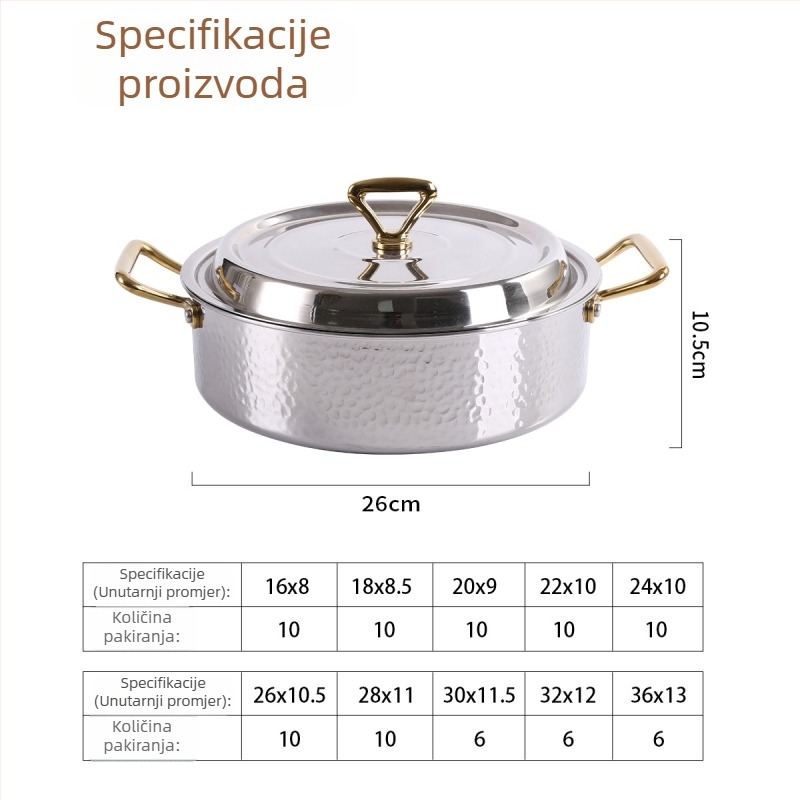Kovana nehrđajućeg čelika Yin-Yang hot pot s dijelom, kompatibilna s indukcijom i plinskim kuhalom, debeli lonac za bistru juhu, kapacitet 4,1-6 L i 2,1-4 L