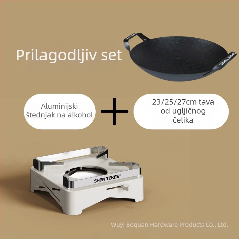 Kvadratni aluminijski alkoholni plamenik za hotele i restorane, kompaktna kućna plamenika za male posude, posebna posuda za suhi pot sa stabilnim plamenom