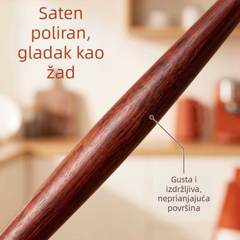 Valjak za tijesto od ljubičaste sandalovine, veliki čvrsti drveni valjak za tijesto za listove tijesto, oštar vrh