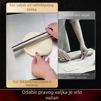 Valjak za tijesto od 304 nehrđajućeg čelika za kućnu upotrebu, bezšavni valjak za tijesto za knedle i rezance
