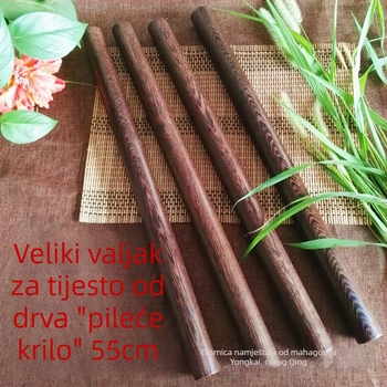 55 cm drveni valjak za tijesto od masivnog drva, ručna izrada, kuhinjski alat za palačinke, prirodni uzorak drveta