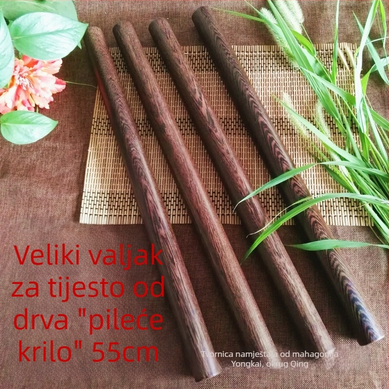 55 cm drveni valjak za tijesto od masivnog drva, ručna izrada, kuhinjski alat za palačinke, prirodni uzorak drveta