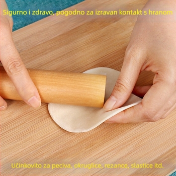 Kaili Veliki drveni valjak za tijesto – čvrsto drvo, glatka površina, za tijesto i pečenje