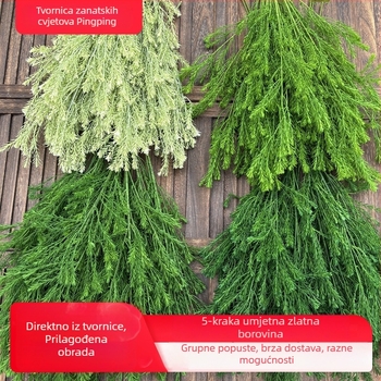 Umjetne zelene biljke, serija s 5 grana, zlatna vanjska dekoracija za vjenčanja, hotele i fotografske rekvizite