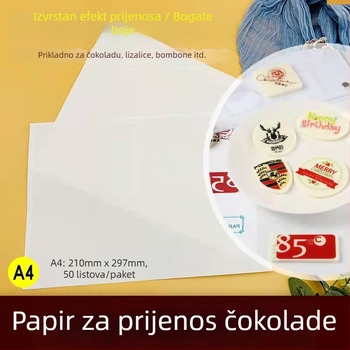 Papir za pečenje kolača s fotografskim otiskom šećera i prijenosom čokolade na ljigavi rižin papir за lizalice