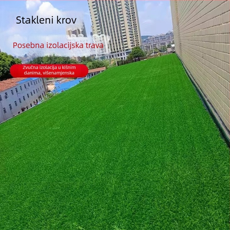 Kišni sklonič s zvučnom izolacijom i umjetnom travom, vodootporan, tiho, izolacija za klimatizaciju, travnati pod za krov