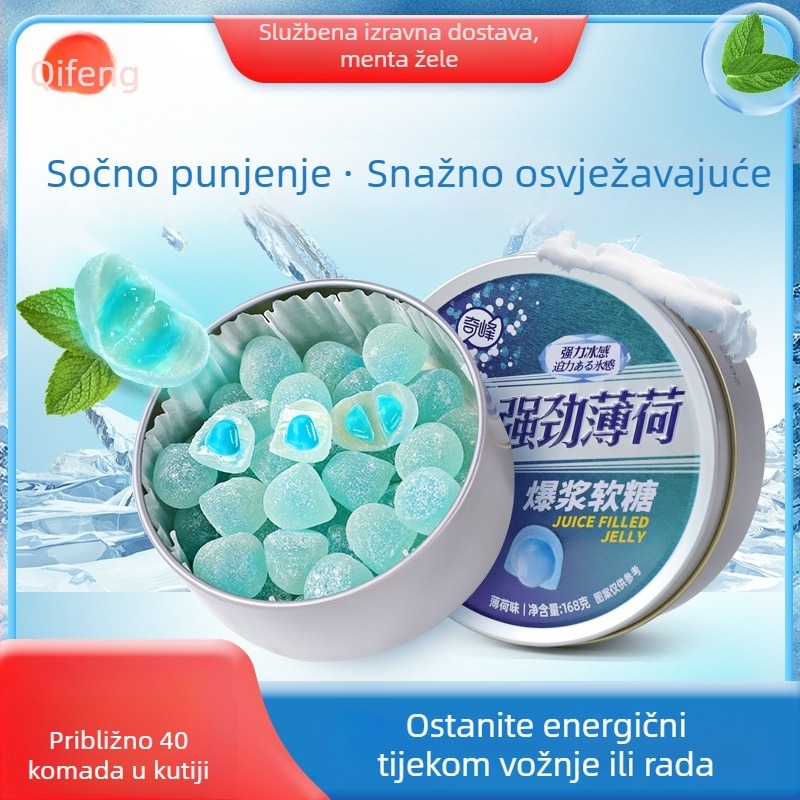 Qifeng Mekane bombone s mentolnom punom, osvježavajući dah, 168 g