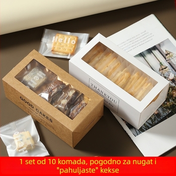Nova kutija za poklon od Kraft papira sa prozorom, ručno izrađeni hrskavi keksi i snježne slatkiše
