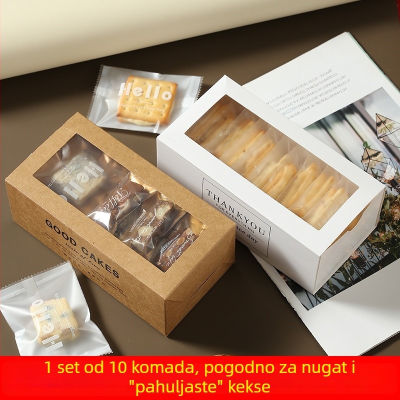 Nova kutija za poklon od Kraft papira sa prozorom, ručno izrađeni hrskavi keksi i snježne slatkiše