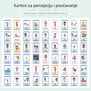 Šareni skup od 55 kartica sa slikama za učenje engleskog jezika i razvoj percepcije kod djece