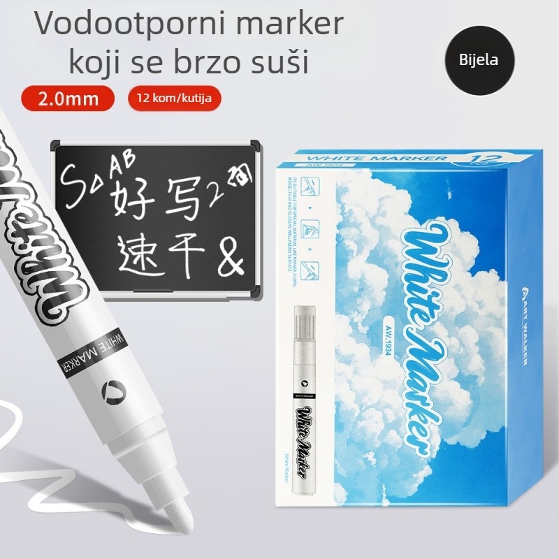 Artwalker bijeli marker na bazi ulja, brzo suši, vodootporan, ne blijedi, tanki vrh za crtanje i ručno slikanje