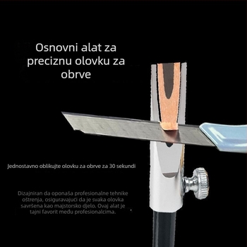 Dvostrani oštrač olovke za obrve, drveni cilindrični alat za tetoviranje, drveni dizajn s U-oblikovanim metalnim utorom