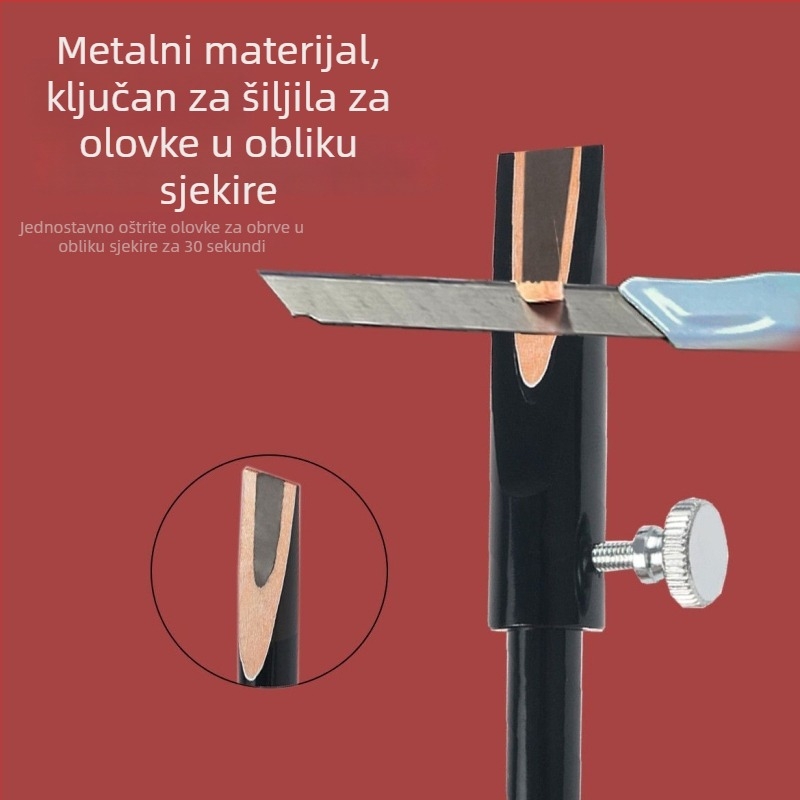 Dvostrani oštrač olovke za obrve, drveni cilindrični alat za tetoviranje, drveni dizajn s U-oblikovanim metalnim utorom