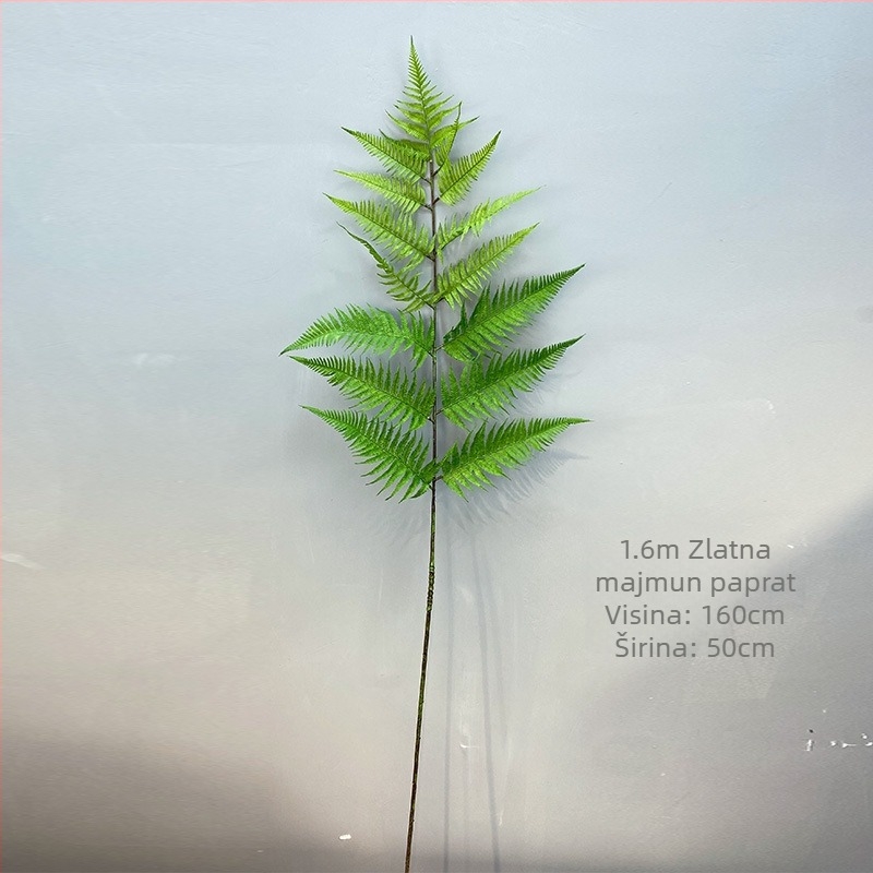Umjetna zelena biljka, jedno-stabljika, zlatna majmova paprat i zlatna psi paprat, dekor za dom i fotografska rekvizita, vrlo realistična