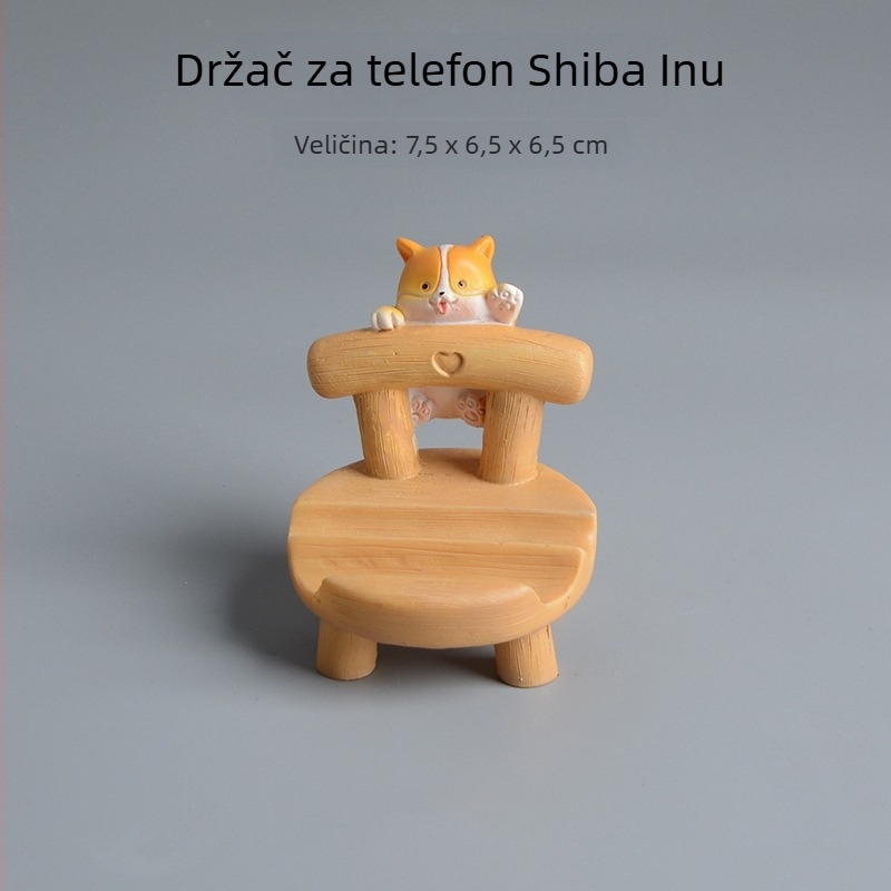 Crtić mačka i Shiba Inu – držač za telefon i tablet, figurica od smole